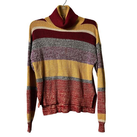 Urban Outfitters XS Slouchy‎ Bpxy Turtleneck Long Sleeve Striped Sweater (2644) - Picture 2 of 4